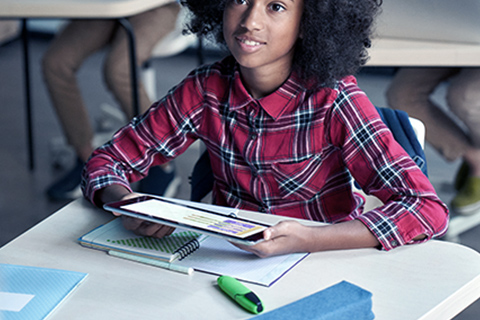 Girl with electronic notebook