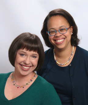 two friendly women smiling