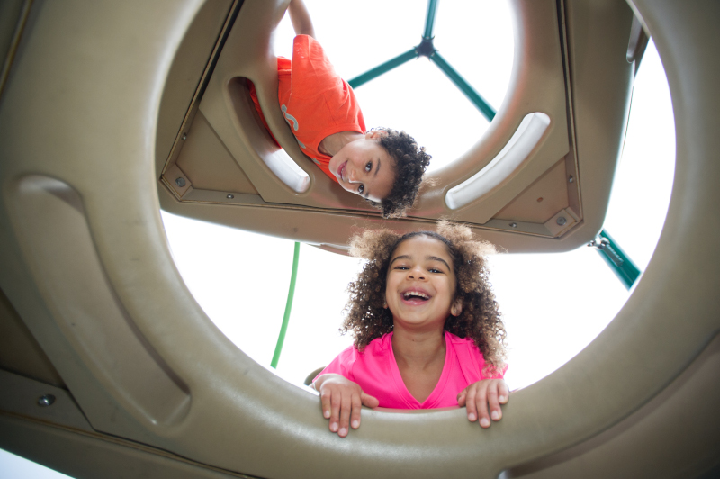 Children play in playground