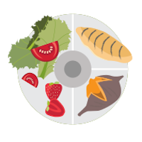 Image of protein, fruit, and vegetable on a plate