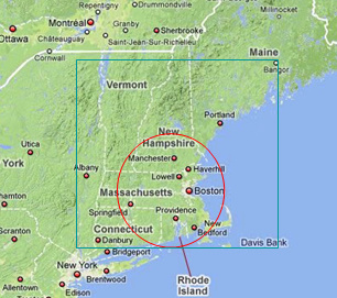 Map of Critical Care Transport Program service area